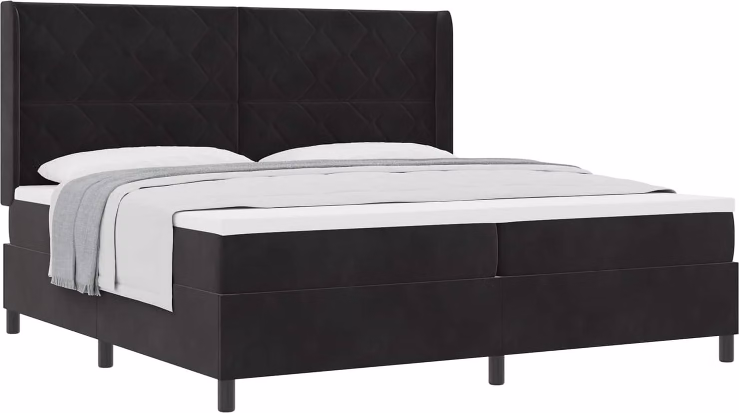Letto a molle con materasso Nero 200 x 200 cm Velluto