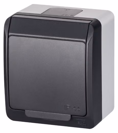 Presa singola Schuko da esterno IP44 colore antracite resistente all'umidità HERMES
