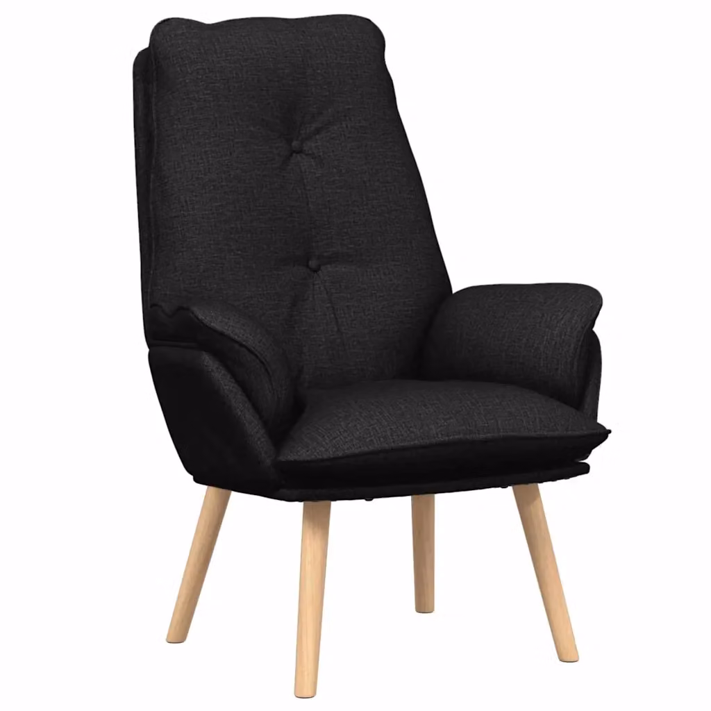 Poltroncina moderna in tessuto nero con struttura in legno e compensato, L: 69 cm, P: 74 cm, H: 93 cm – 2