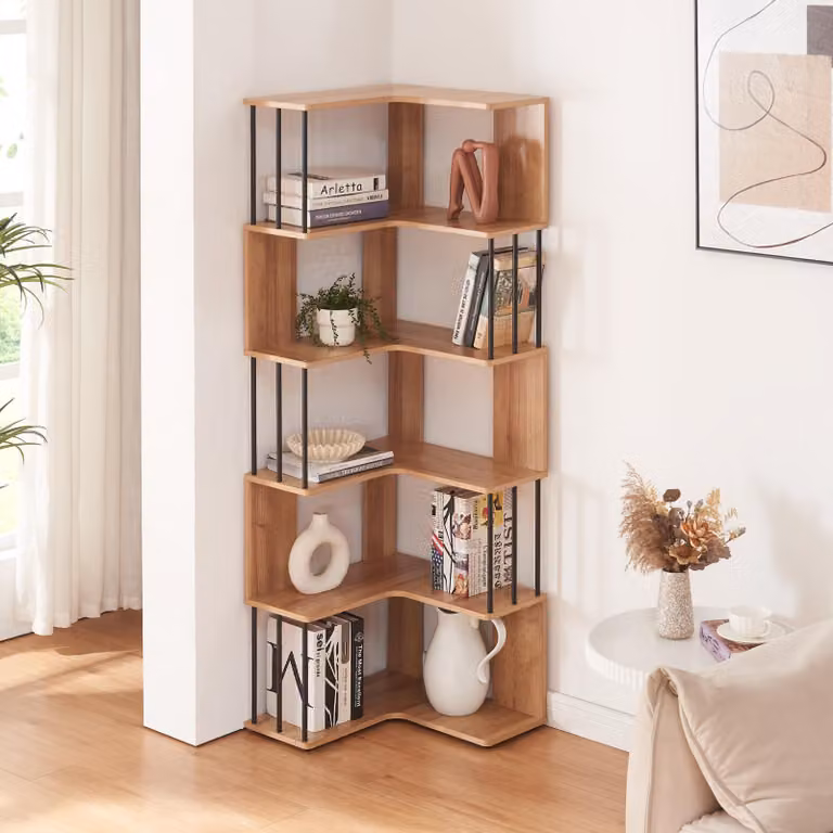 Scaffale ad angolo 'Afrel' 160 x 54 x 54 cm Scaffale in piedi a 5 livelli effetto rovere