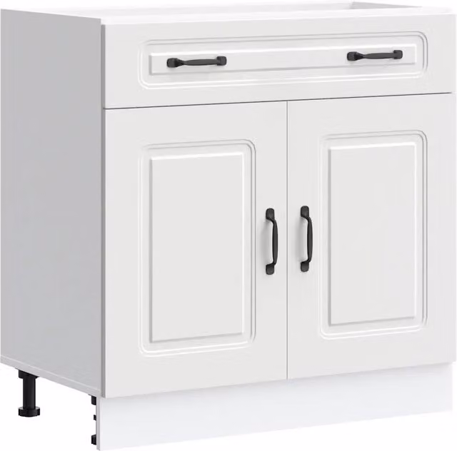 Base da cucina Kalmar bianca in legno multistrato con ante a battente e ripiani interni L/P/H: 81.5 x 46.0 x 80.0 cm