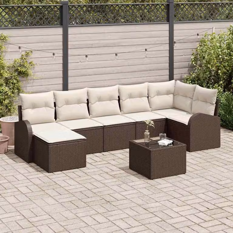 Maison Exclusive - Set Divano da Giardino 8 pcs Marrone Poly Rattan