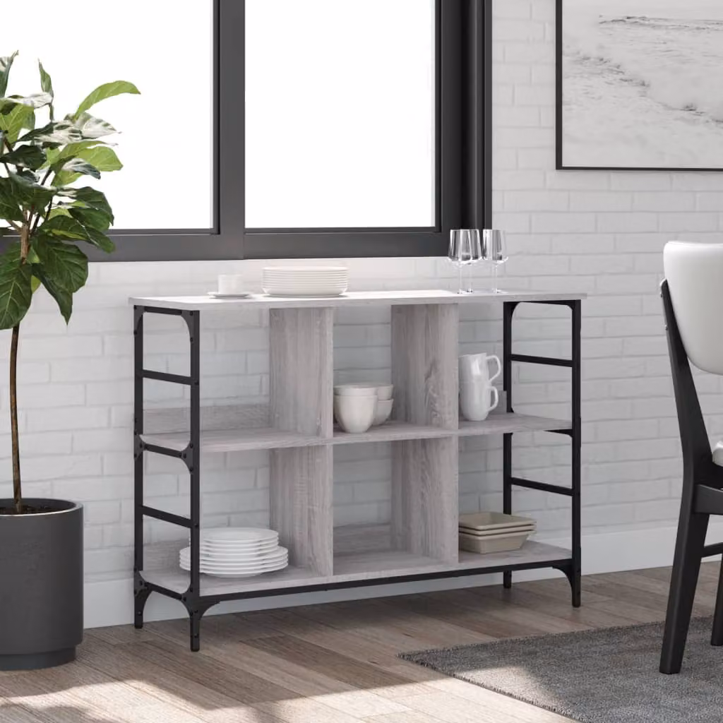 Credenza vidaXL in Legno Multistrato Grigio Sonoma, L 102 cm x P 32 cm x H 73,5 cm