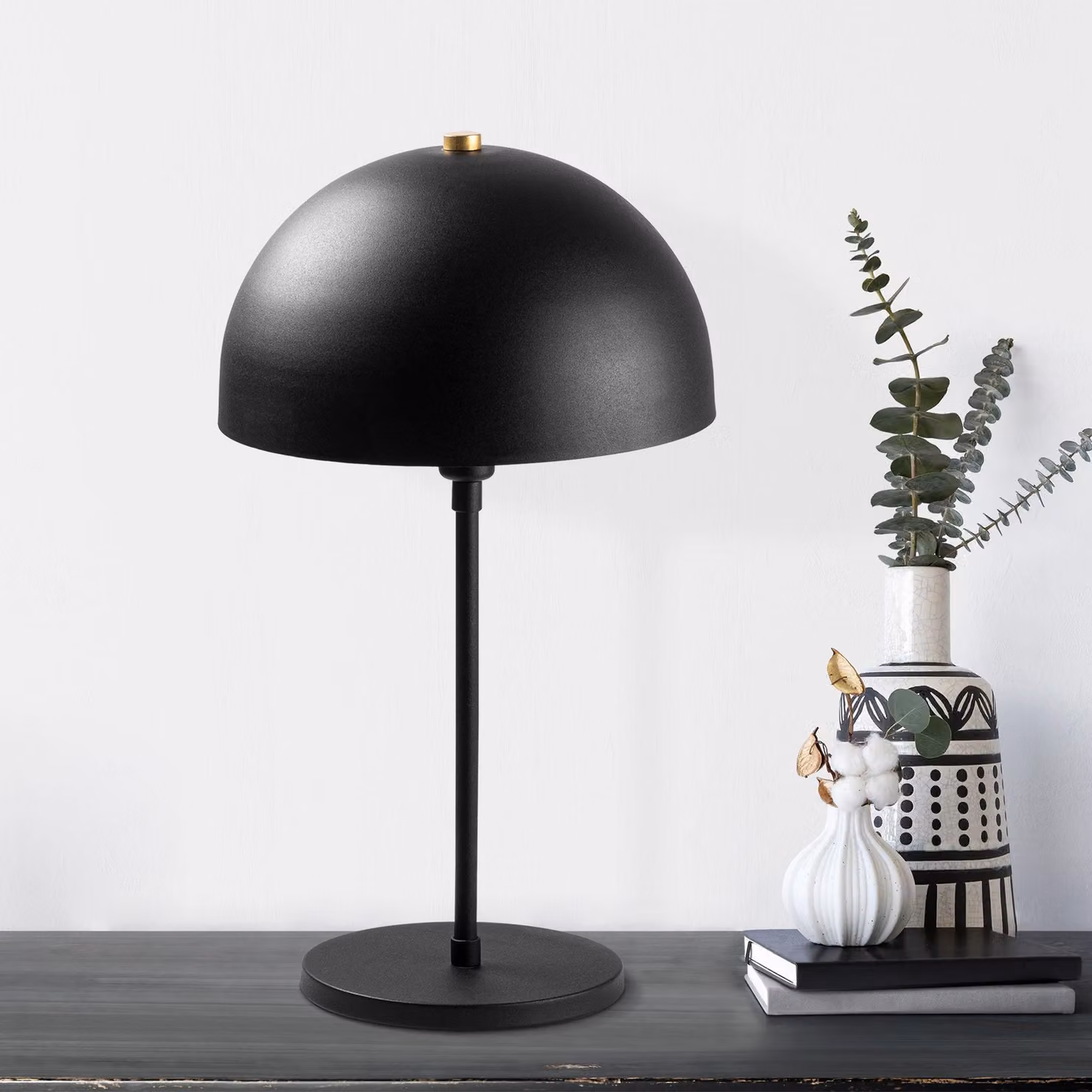 Opviq, moderna lampada da tavolo con struttura in metallo, nera e effetto anticato, 28 x 28 x 50 cm | IP20, attacco E14, 40 W max, cavo da 200 cm, design elegante per ogni ambiente.