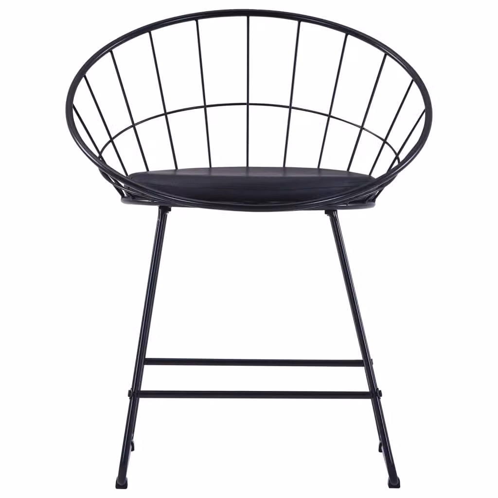 Sedie da Pranzo con Seduta in Pelle finta 2 pz Nero in Acciaio