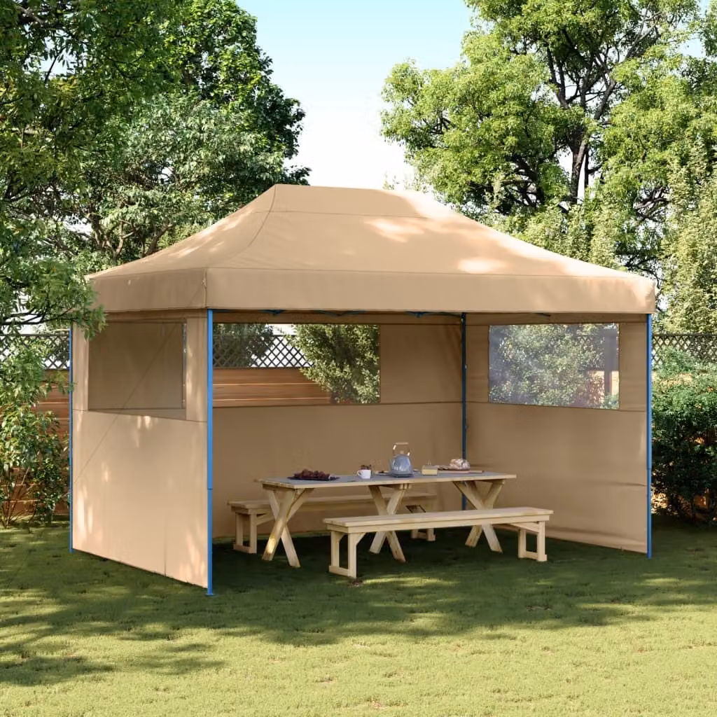 Maison Exclusive - Tenda da festa pieghevole pop-up con 3 pannelli laterali, beige
