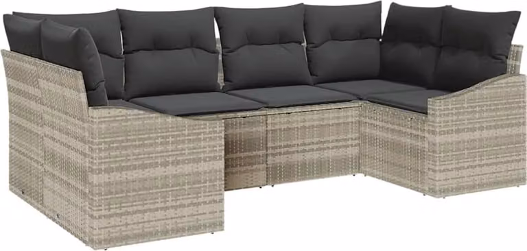 Set di divani con cuscino 6 pcs Grigio chiaro polyrattan