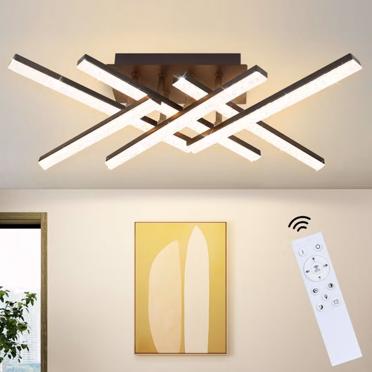 ZMH lampada a soffitto LED soggiorno - 36W dimmerabile nero soggiorno lampada design moderno con telecomando in metallo illuminazione a soffitto per la cucina sala da pranzo camera da letto camera giovanile