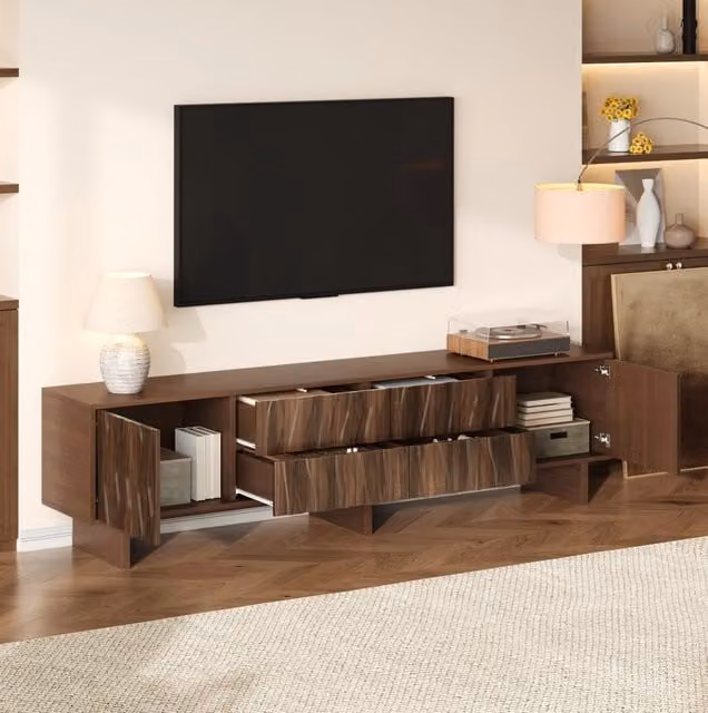 TV-St?nder 180 x 40 x 56 cm con 4 cassetti e 2 ante; effetto noce scuro