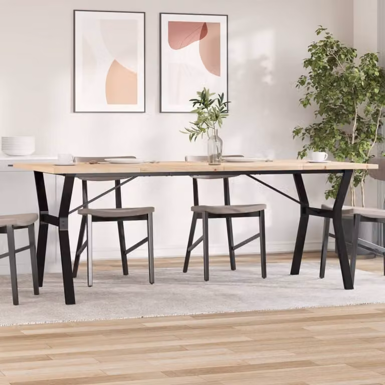 vidaXL Tavolo da Pranzo Rettangolare in Legno di Pino e Acciaio, Marrone, L: 200 cm, P: 100 cm, H: 75,5 cm