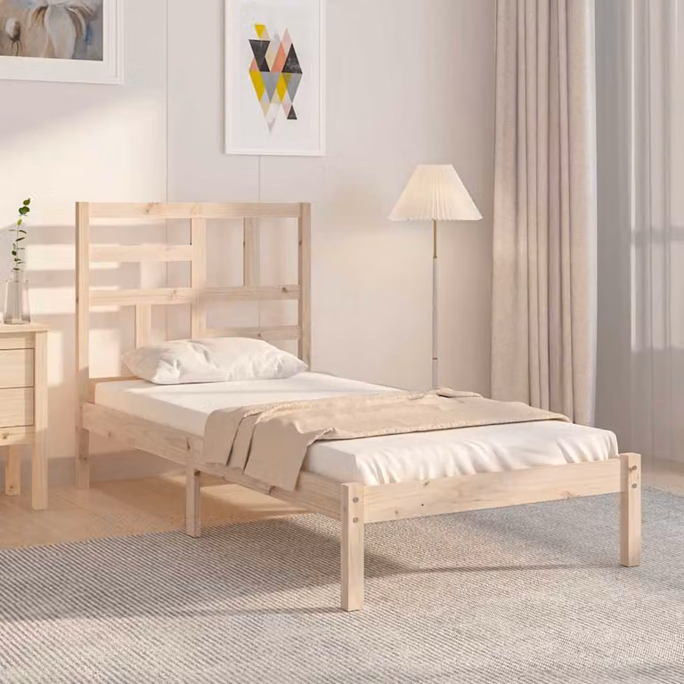 Giroletto singolo vidaXL in legno massello di pino con doghe fisse, L/P/H: 190 x 90 x 96 cm