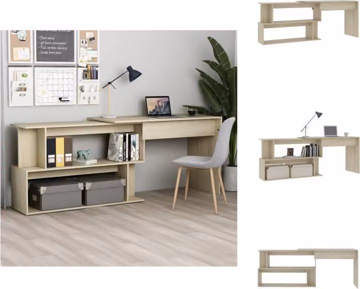 vidaXL Scrivania ad angolo in rovere Sonoma 200x50x76 cm in legno - Scrivanie