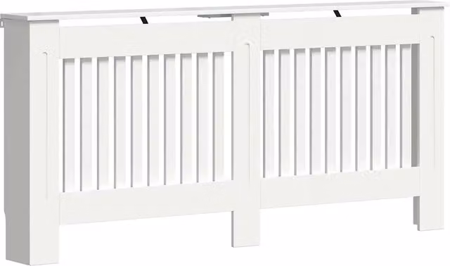 Copritirtermos moderno 172 x 19 x 81 cm portaoggetti sicuro design a doghe verticali in legno bianco 02_0053135