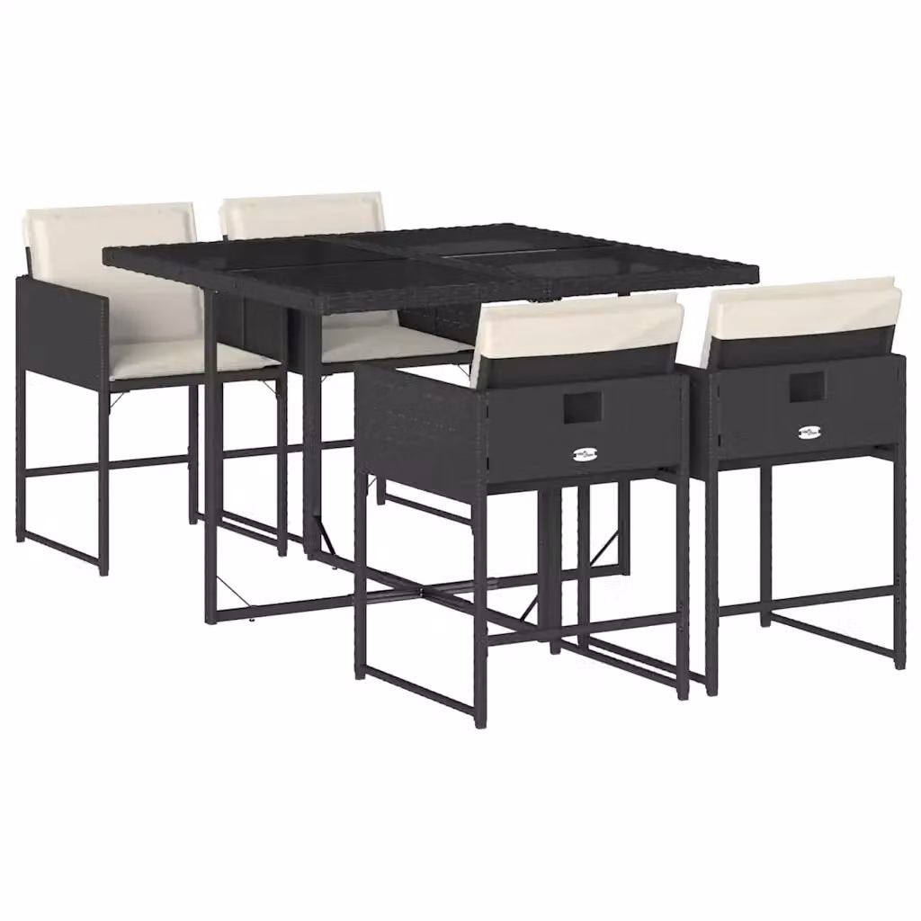 vidaXL Set da Pranzo da Giardino 5 pz in Polyrattan Nero con Piano in Vetro – 2