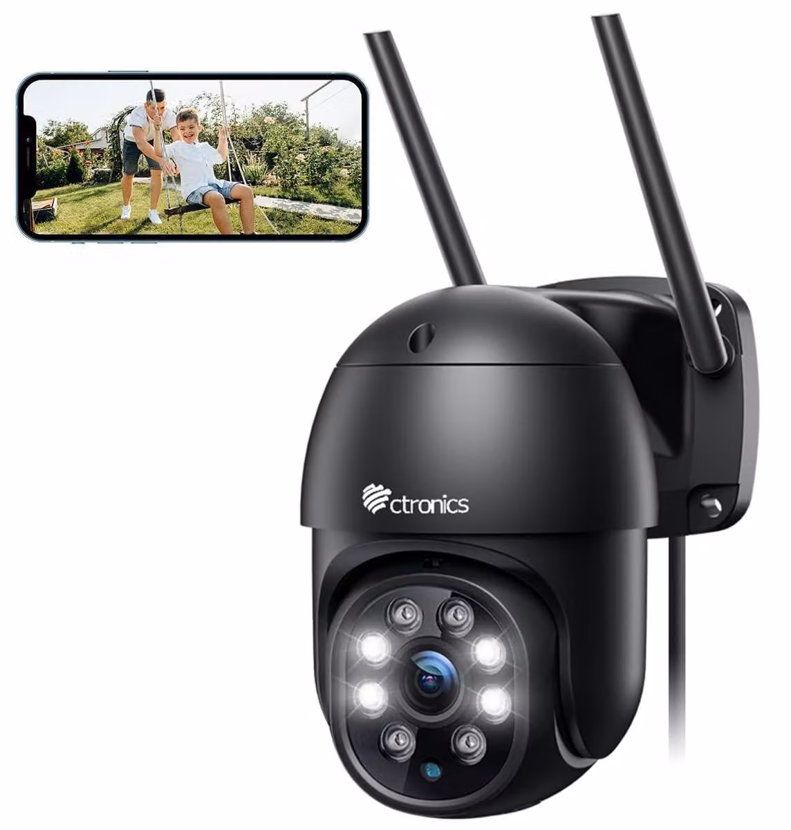Telecamera di sorveglianza PTZ - Wi-Fi - Esterno - 2K 3MP - IP66 - Rilevamento persone - Audio bidirezionale
