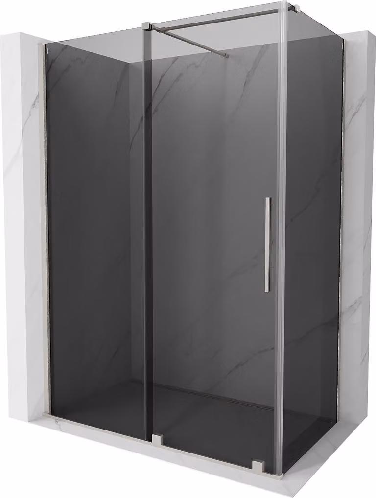Mexen Velar cabina doccia scorrevole 140 x 70 cm, grafite, nichel spazzolato - 871-140-070-41-97