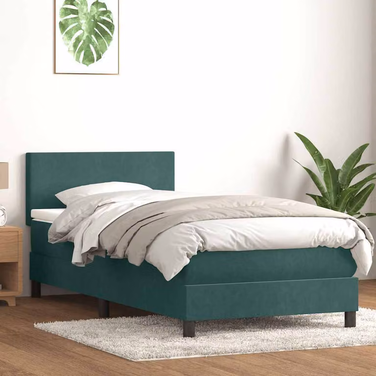 Maison Exclusive - Letto a Molle con Materasso e LED Verde Scuro 80x220 cm Velluto