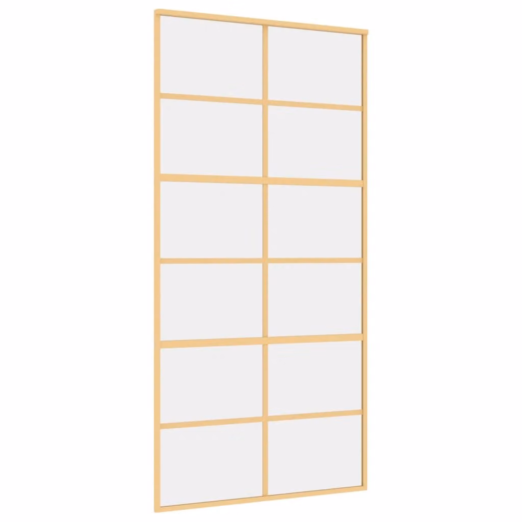 Porta Scorrevole Oro 102,5x205 Vetro Trasparente ESG Alluminio