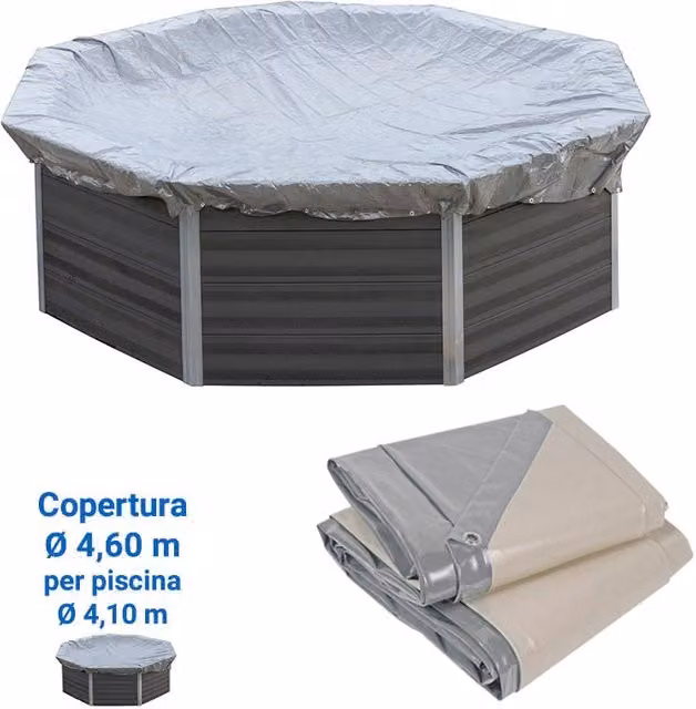 Copertura Invernale 8,54 X 4,36 M Per Piscina In Legno Composito Ottagonale Allungata Wpc Wood Di 8,04 X 3,86 M Dimensione piscina: Ø 4.10 m