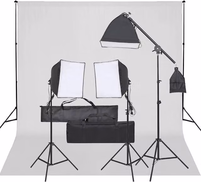 Kit per Studio Fotografico con Set di Luci e Fondale 3094680