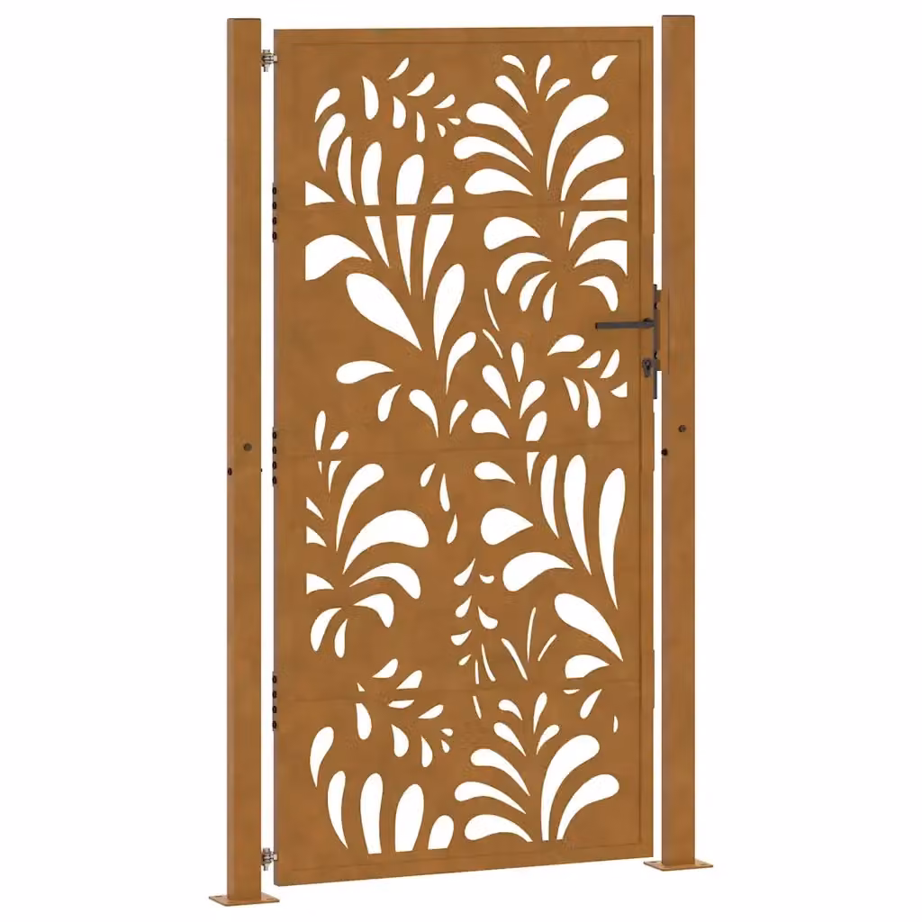 Cancello singolo da giardino vidaXL in acciaio color marrone con design ondulato L: 110 cm, H: 180 cm – 2