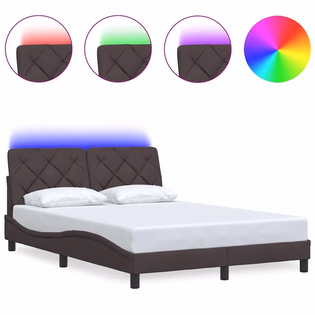 Giroletto moderno vidaXL con illuminazione LED sottostante e porta di ricarica USB, Marrone, L/P/H: 200 x 120 x 30 cm – 2