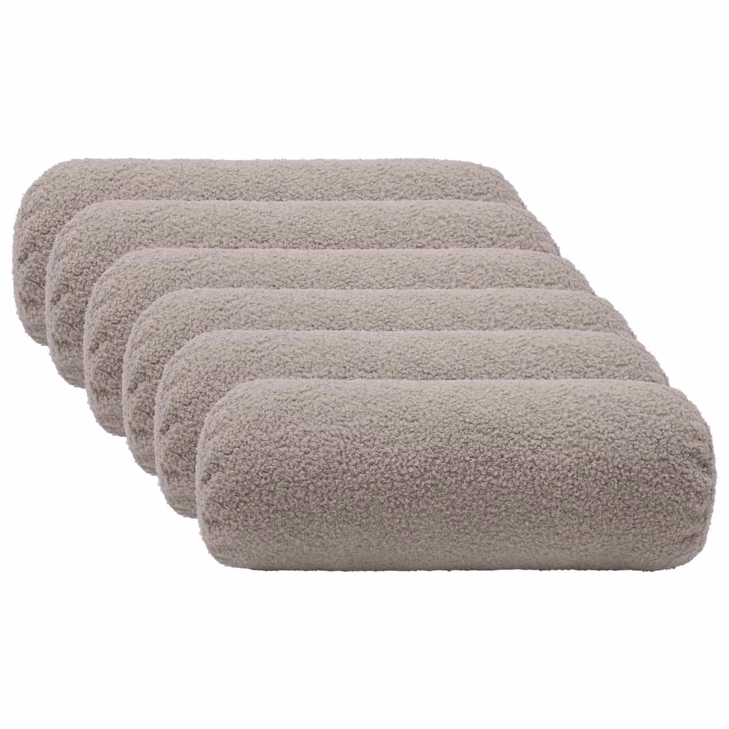 Set di 6 federe vidaXL HEERLEN in tessuto bouclé grigio chiaro, forma rotonda, Ø 15 x 40 cm