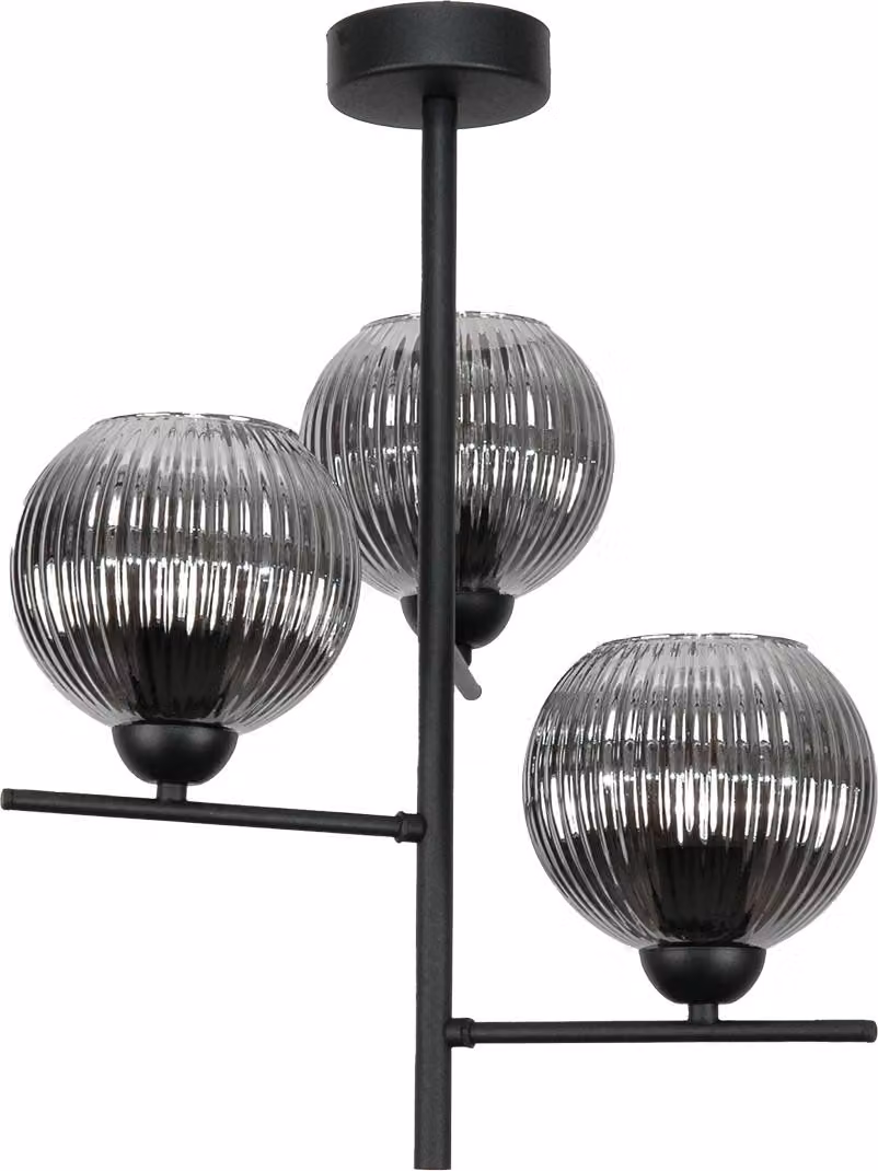 Lampadario Classico Nero, Lampada In Vetro, Graphit 15-447 Pablo