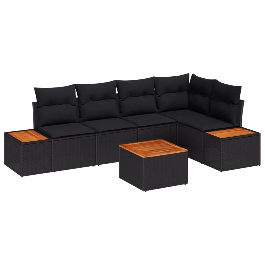Set Divano da Giardino vidaXL a Forma di L con Tavolino e Cuscini, 5 Posti, Nero – 2
