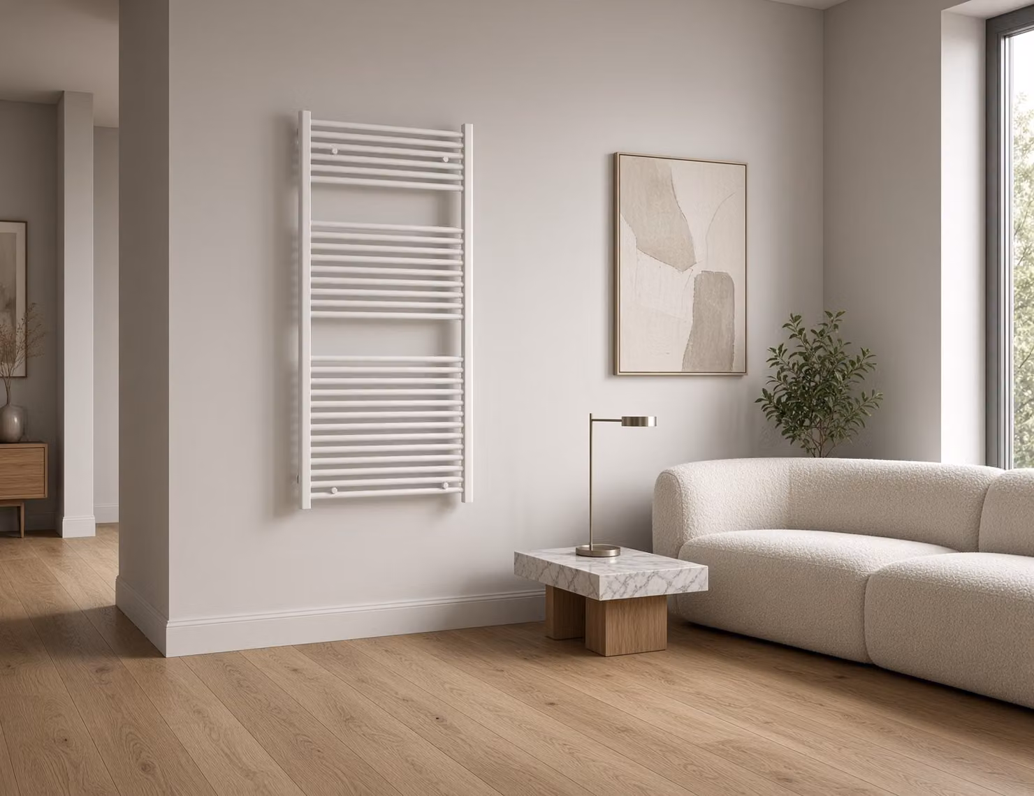 Scaldasalviette termoarredo 180x50 cm (int.45) bianco da bagno tubi dritti MICHALI