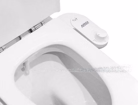 Bidet da WC non elettrico con getto d'acqua fredda - Adattatore per doccia WC - Spruzzatore a getto d'acqua - Pressione regolabile - 80 cm - Bianco