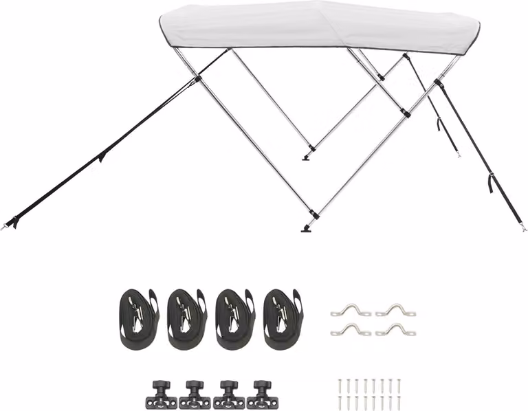 SucceBuy Bimini Top copertura barca tetto solare grigio chiaro 3 archi 201-213 cm