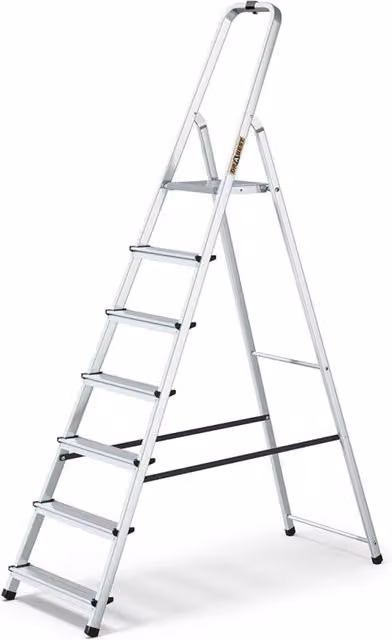 Scala domestica Drabest in alluminio argento a 7 gradini con portata 125 kg