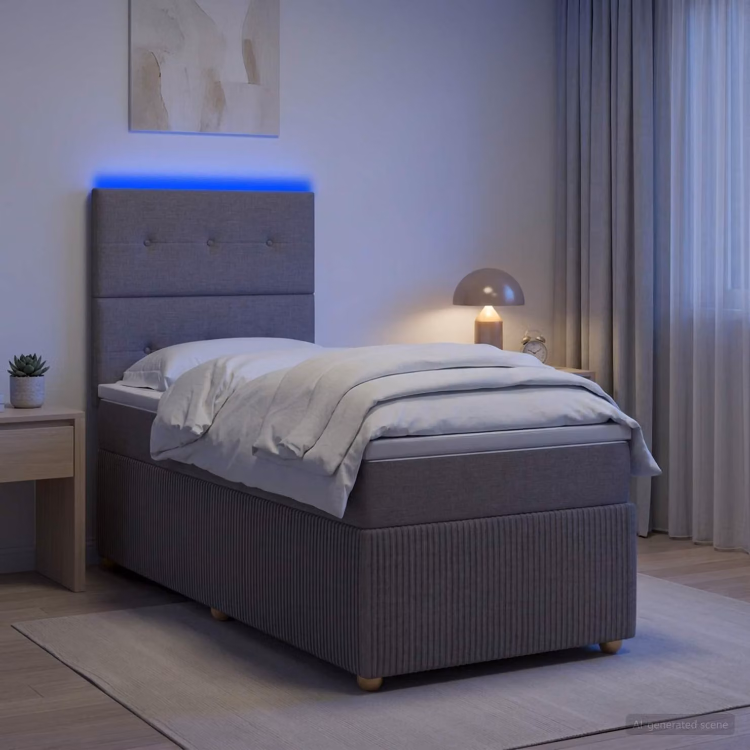 Maison Exclusive - Letto boxspring a LED con materasso color taupe 90 x 190 cm in tessuto