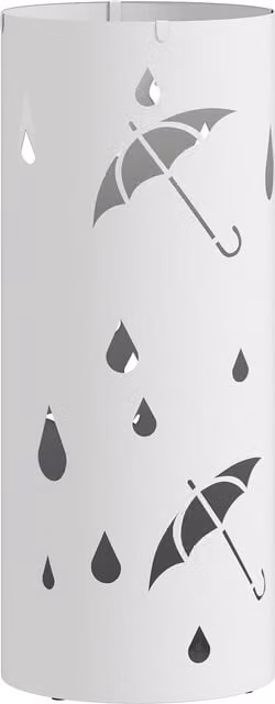 Portaombrelli cilindrico HOMCOM bianco con vassoio di raccolta rimovibile e 4 ganci, Ø 17 x H 41 cm