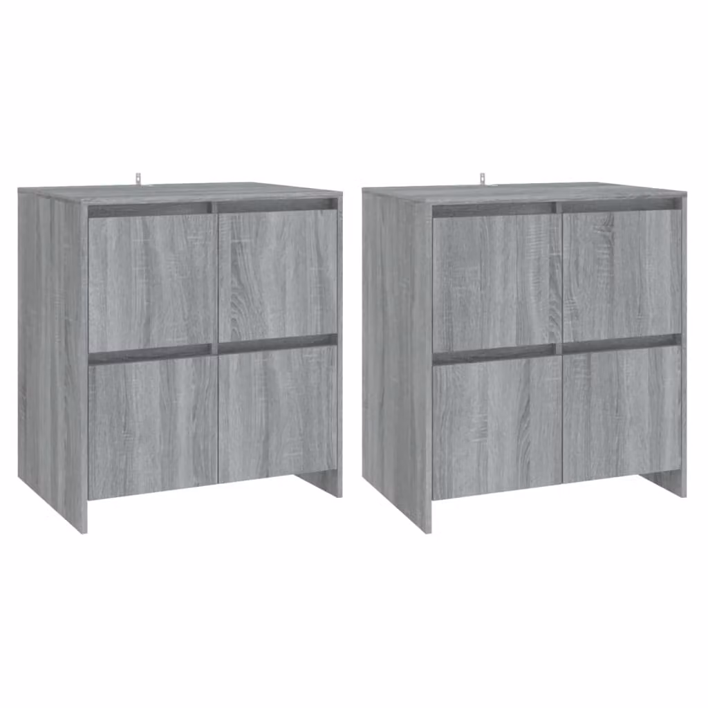 Credenze 2 pz Grigio Sonoma 70x41x75 cm in Legno Multistrato