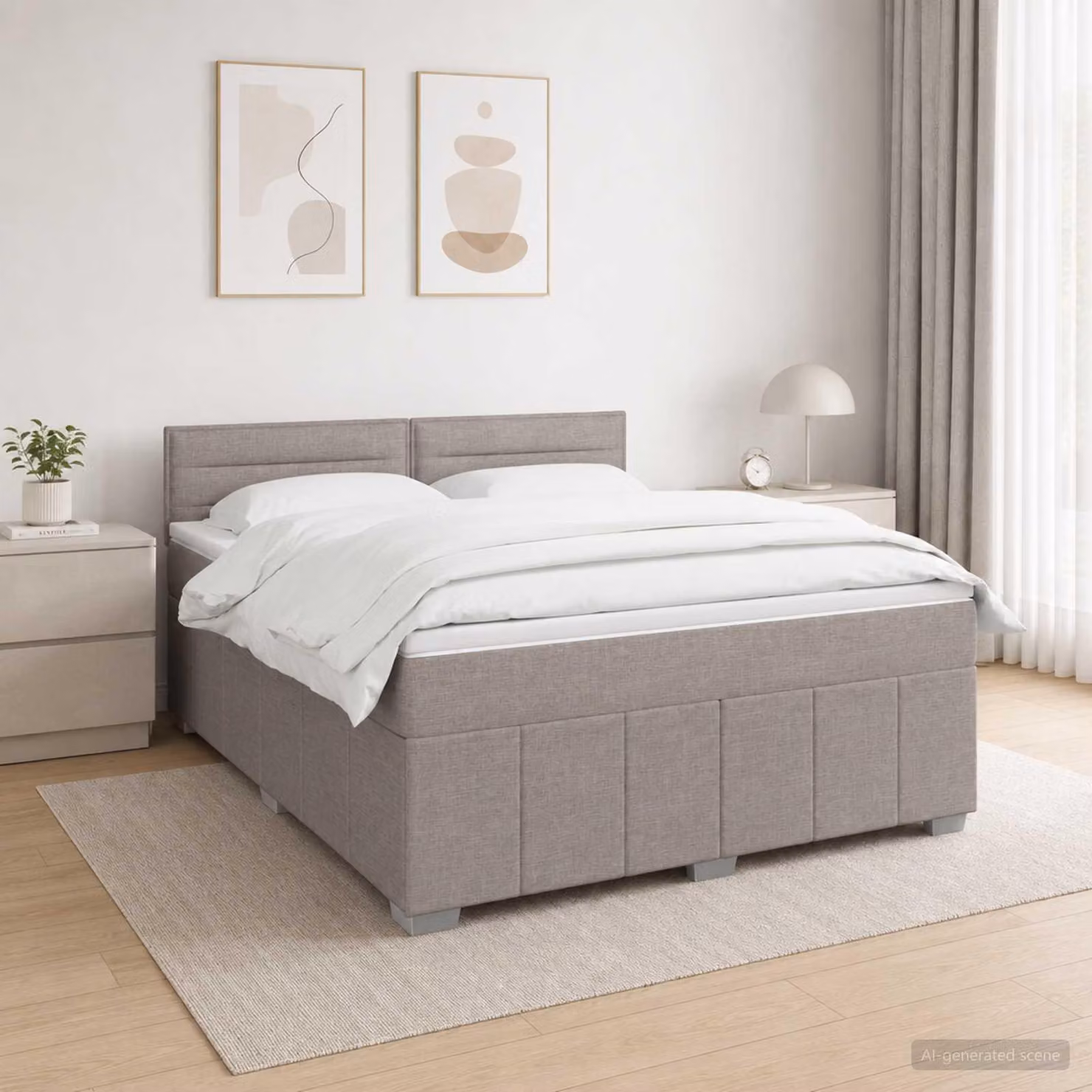 Maison Exclusive - Letto boxspring a LED con materasso color taupe 140 x 200 cm in tessuto
