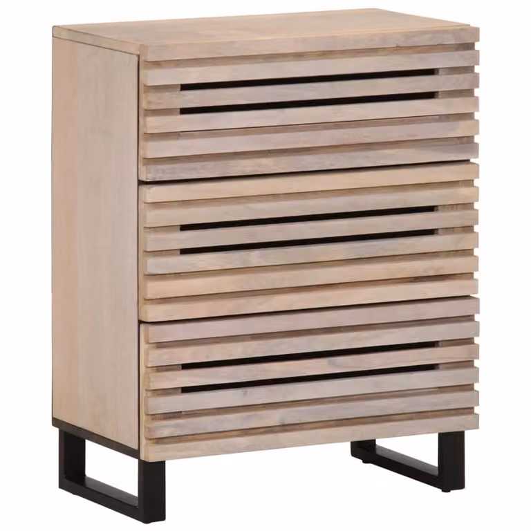 Credenze 2 pz 60x34x75 cm in Legno Massello di Mango