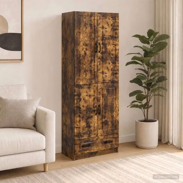 Set di 2 armadi moderni vidaXL in rovere fumo con ante a battente e cassetti, L: 66 cm, P: 34,5 cm, H: 92 cm – 1