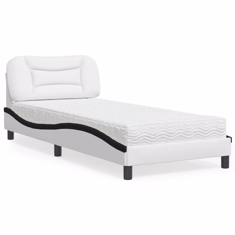 Letto con Materasso Hvar vidaXL in Similpelle Nero e Bianco L: 80 cm, P: 200 cm