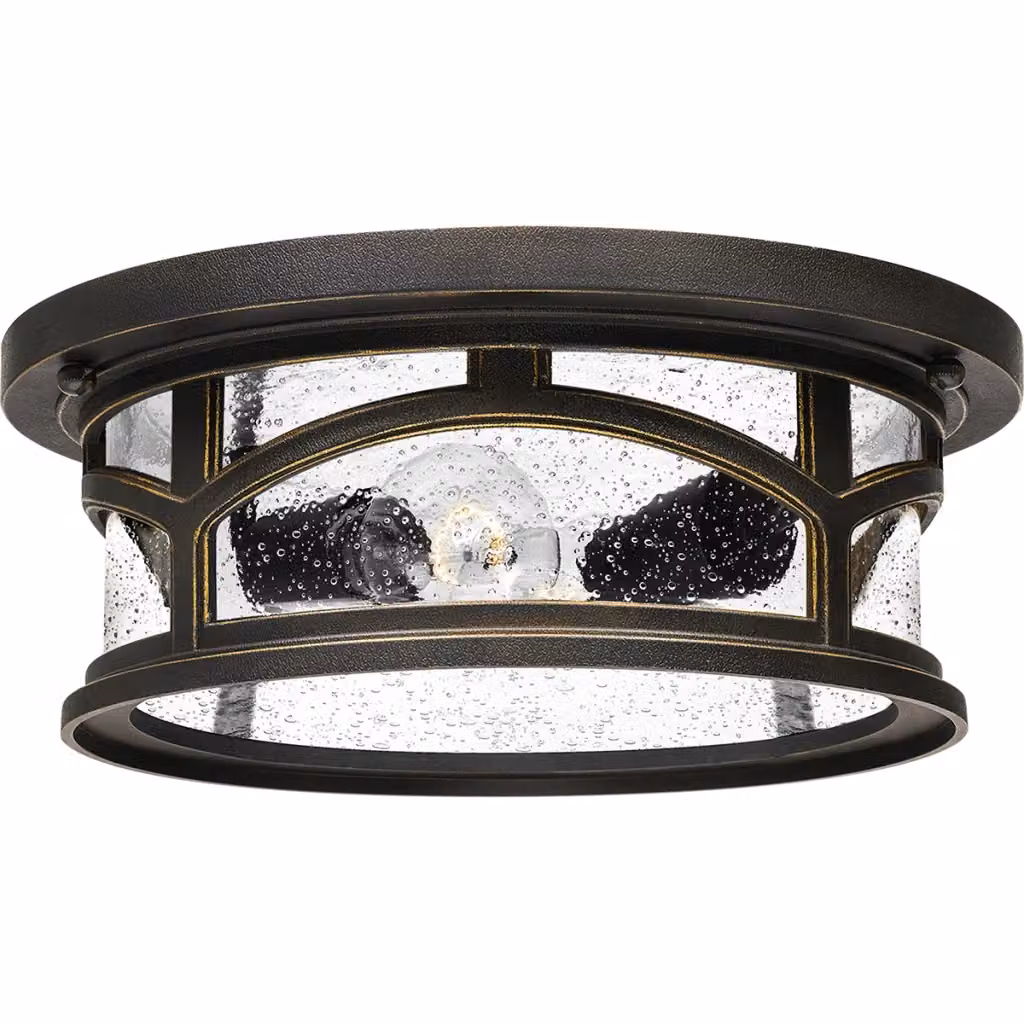 Plafoniera esterna Quoizel Marblehead in bronzo con vetro trasparente, attacco E27, protezione IP44 – 2