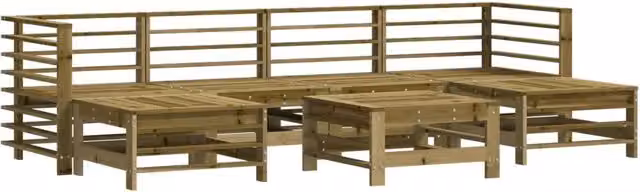 Set Salotto da Giardino 7 pz | Set di Mobili da Esterno in Legno Impregnato di Pino