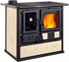 Cucina a legna Nordica Rosa Sinistra Reverse Vst 16 con piano in ceramica Panna, L: 103 cm, P: 65 cm, H: 85,1 cm