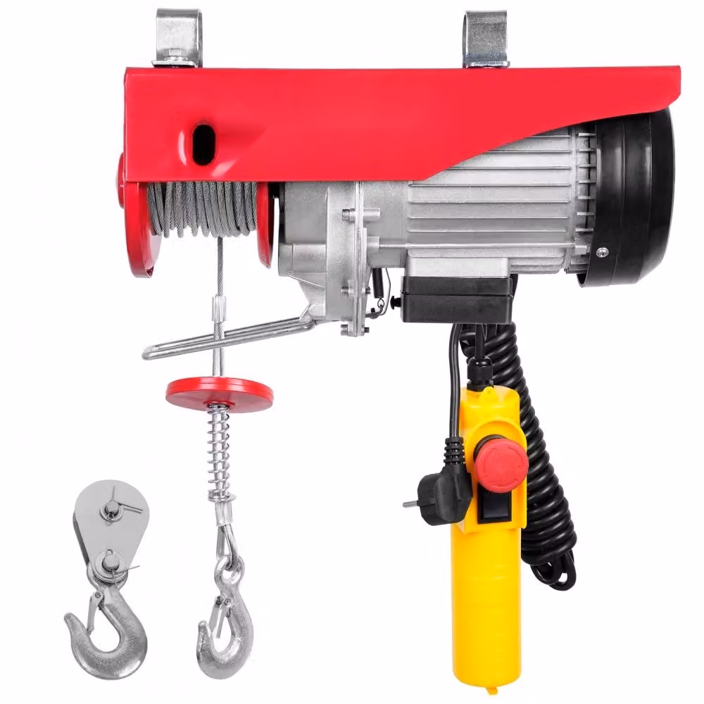 Argano elettrico a fune - Da 300 kg a 600 kg - Altezza di sollevamento 12 m - Argano a fune motorizzato 1150W - Motore in rame - Blocco puleggia 10 m/min - Velocità di sollevamento - Paranco con telecomando a cavo - Paranco a catena a cavo