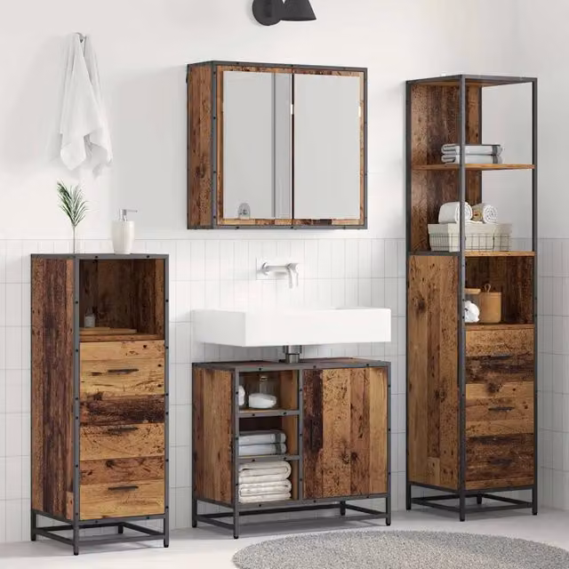 Set di mobili per il bagno 3 pz Legno vecchio 65 x 33 x 60 cm 3402405