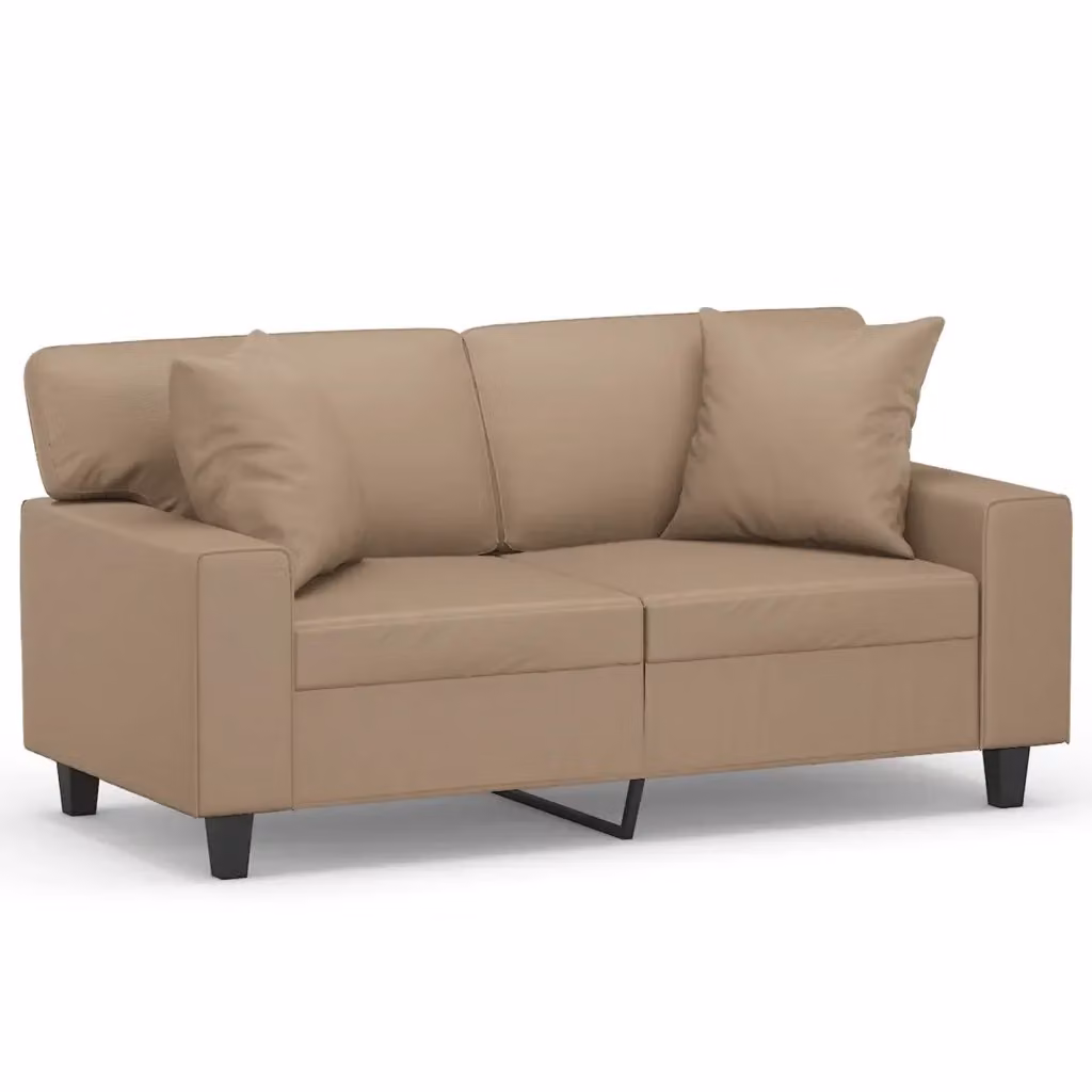 Divano a 2 posti moderno vidaXL in similpelle beige con cuscini e struttura in metallo L: 154 cm, P: 80 cm, H: 77 cm – 2