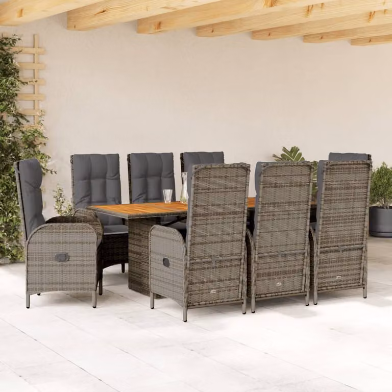 vidaXL Set da Pranzo da Giardino 9 pz in Polyrattan e Legno di Acacia Grigio Antracite
