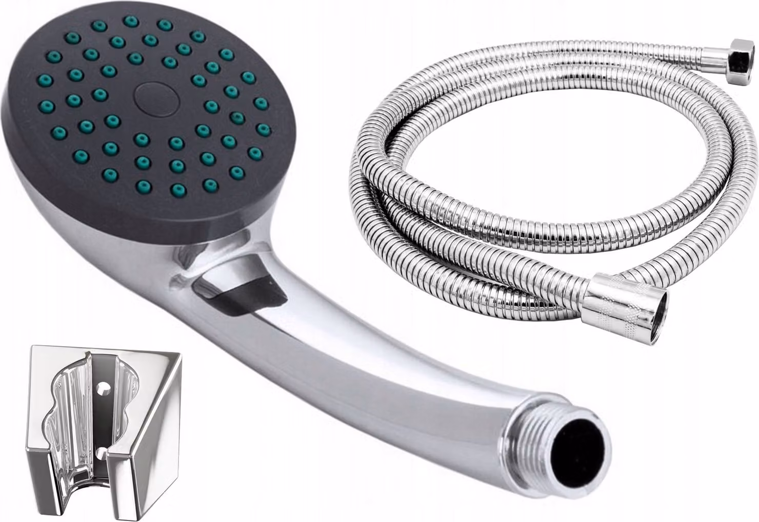 Granitan - Set doccia - Sistema doccia - Anticalcare - Cromo - 150 cm - con doccetta e flessibile - Doccetta a pioggia