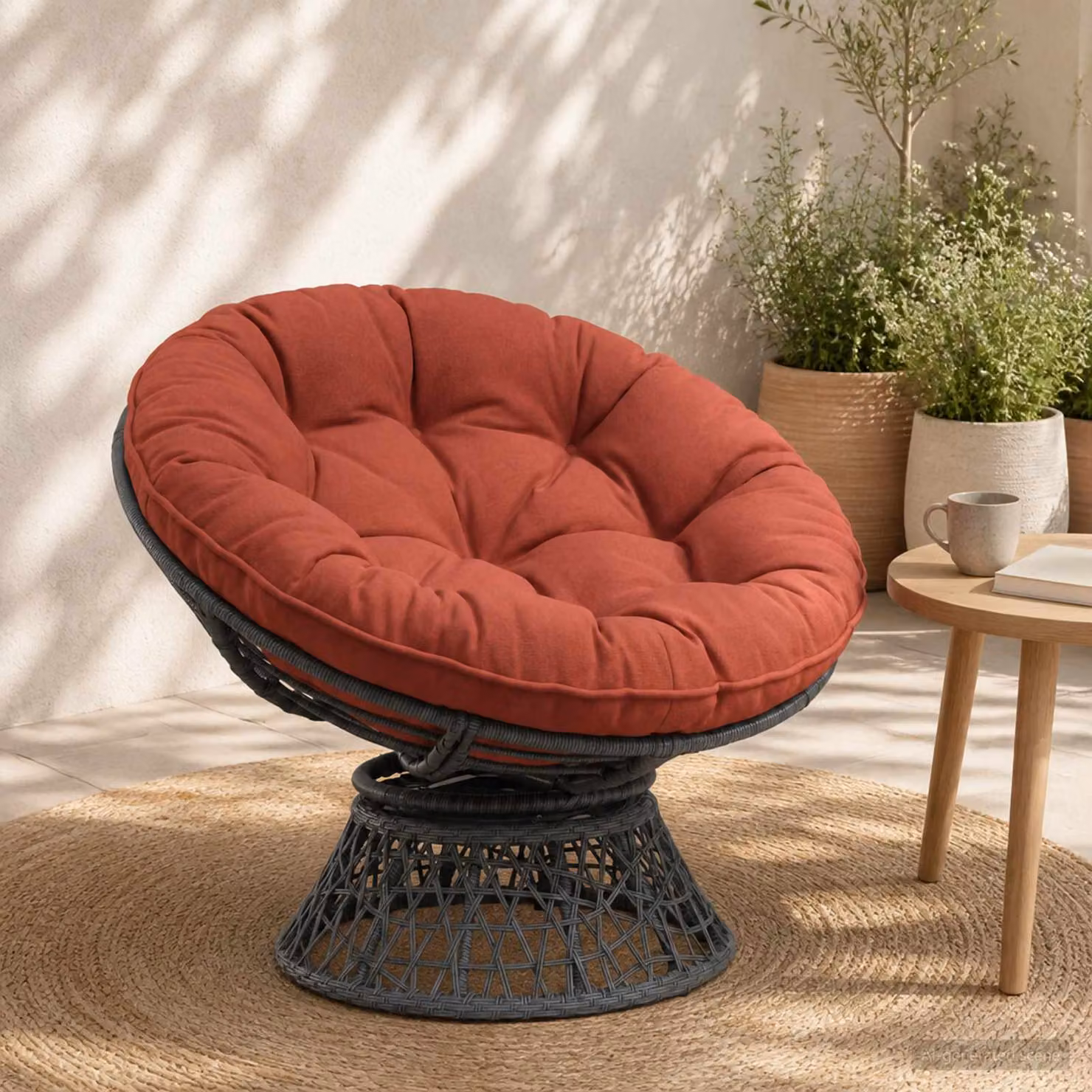 Cuscino per sedia appesa vidaXL VIANEN rotondo in poliestere rosso con rivestimento rimovibile e lavabile
