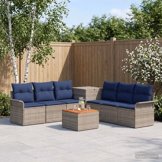 Set di divani 8 pz Grigio e Blu Navy 55 x 55 x 37 cm 3448011
